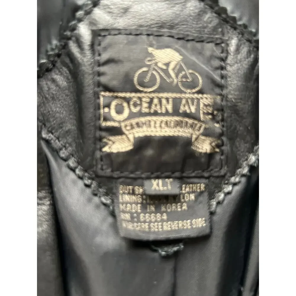 VTG Y2K Men’s XLT 100% Leather Full Length Trench Coat Jacket Black Pockets Tall - Picture 5 of 5